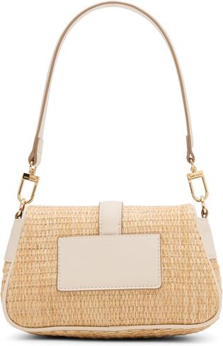 Anne Klein Womens Sculpted Buckle Flap Shoulder Bag, Parchment in Saudi Arabia