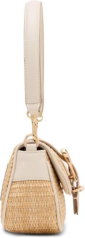 Anne Klein Womens Sculpted Buckle Flap Shoulder Bag, Parchment in Saudi Arabia