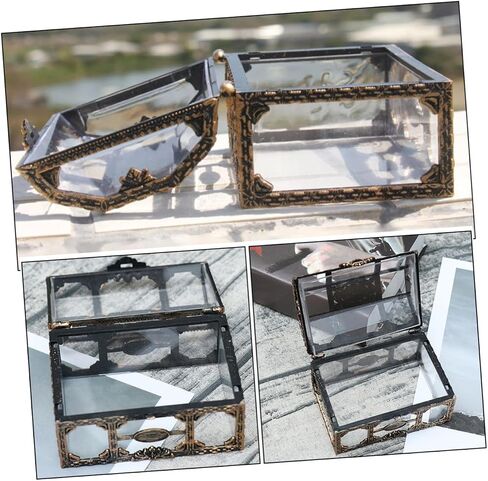 2pcs الكنز الشفافة صندوق الصدر مربع البلاستيك القراصنة المجوهرات منظم التخزين الزخرفي للهدايا التذكارية المقتنيات الحاضر لأعياد الميلاد والأعياد in Kuwait