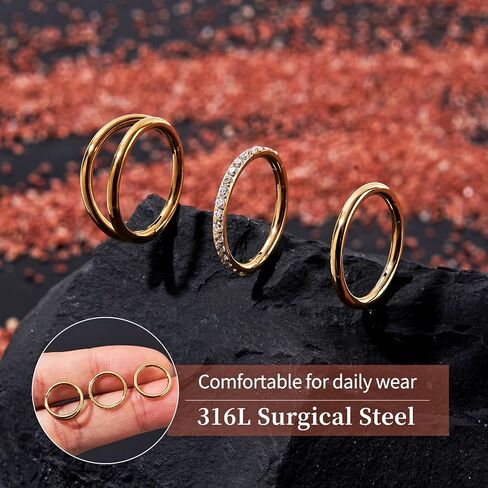 3pcs 16G 18G 20G Nose Rings Stainless Steel 4 Colors Choose Double Hoop Hinged CZ Piercing Jewelry Summer Sparkle Septum Clicker Rings Cartilage Earring Helix Rook Tragus Daith 6mm 8mm 10mm in Kuwait
