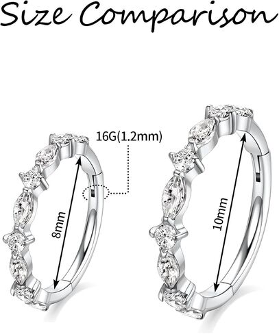 Funlmo 316L Surgical Steel Lose Ring Septum Ring Cube Zircon Cartilage Conch Tragus Helix Rook Daith Percing Jewelry in Kuwait