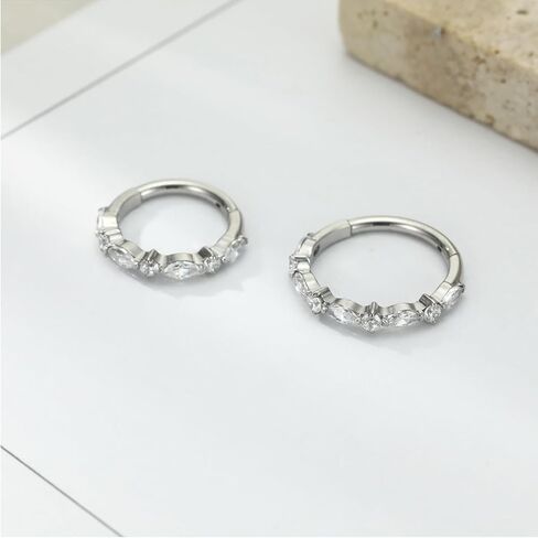Funlmo 316L Surgical Steel Lose Ring Septum Ring Cube Zircon Cartilage Conch Tragus Helix Rook Daith Percing Jewelry in Kuwait