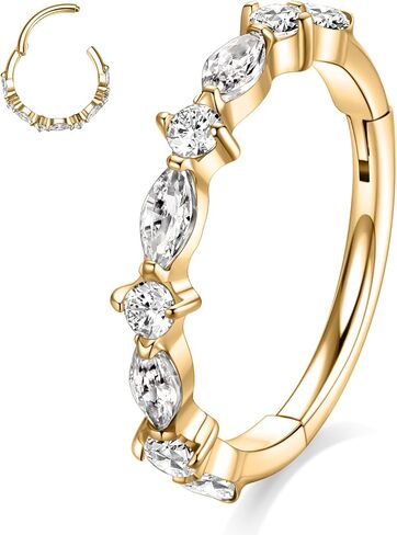 Funlmo 316L Surgical Steel Lose Ring Septum Ring Cube Zircon Cartilage Conch Tragus Helix Rook Daith Percing Jewelry in Kuwait
