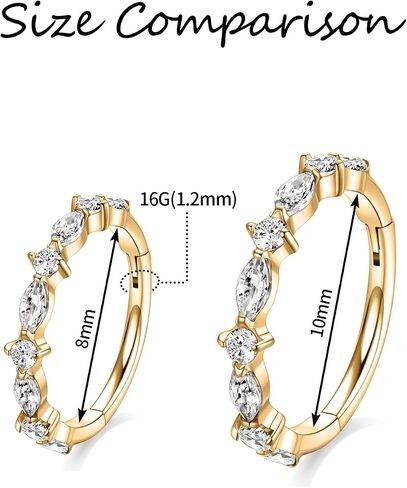 Funlmo 316L Surgical Steel Lose Ring Septum Ring Cube Zircon Cartilage Conch Tragus Helix Rook Daith Percing Jewelry in Kuwait