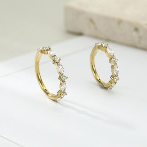 Funlmo 316L Surgical Steel Lose Ring Septum Ring Cube Zircon Cartilage Conch Tragus Helix Rook Daith Percing Jewelry in Kuwait