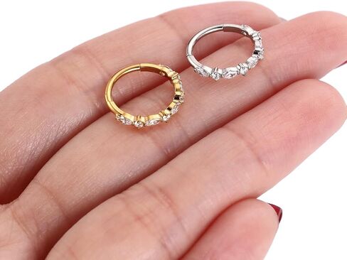 Funlmo 316L Surgical Steel Lose Ring Septum Ring Cube Zircon Cartilage Conch Tragus Helix Rook Daith Percing Jewelry in Kuwait