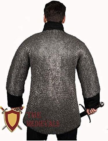 THE MEDIEVALS 9 MM ID MS Flat Riveted Haubergeon Chain Mail Armor Half Sleeve Shirt in Kuwait
