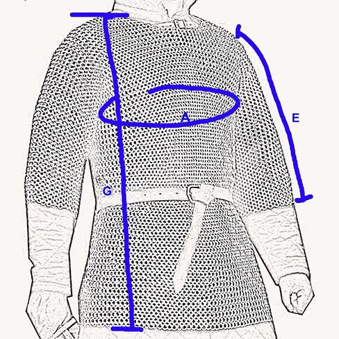 THE MEDIEVALS 9 MM ID MS Flat Riveted Haubergeon Chain Mail Armor Half Sleeve Shirt in Kuwait