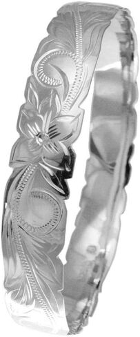 مجوهرات Arthur 925 Sterling Silver Hawaiian Scroll Plumeria Flower 12mm Cut Out Edge Bangle Size 7-9 in Saudi Arabia