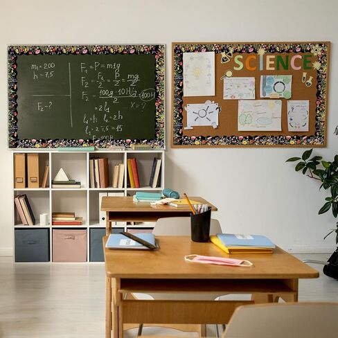 60 Pcs Spring Floral Bulletin Board Borders Cartoon Flower Bee Butterfly Self-Adhesive Border Trim Sticker Decals for Home Classroom Party Wall Decoration in Kuwait