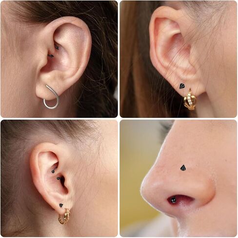 32Pcs Lip Rings for Women 16G Stainless Steel Horseshoe Labret Studs Monroe Lip Barbell Ring Snake Bite Piercing Jewelry Helix Earring Daith Tragus Cartilage Surgical Steel Jewelry in Saudi Arabia