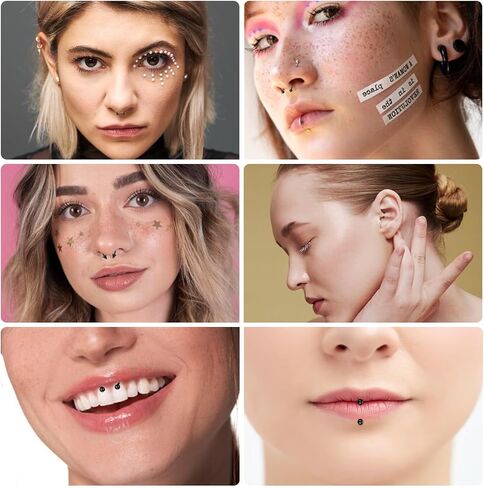 32Pcs Lip Rings for Women 16G Stainless Steel Horseshoe Labret Studs Monroe Lip Barbell Ring Snake Bite Piercing Jewelry Helix Earring Daith Tragus Cartilage Surgical Steel Jewelry in Saudi Arabia