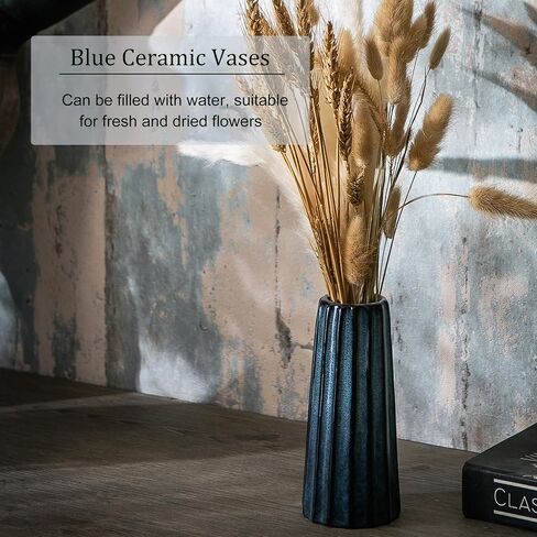 Ceramic Vase Set 3, Blue and Green Pottery Vase for Home Decor, Two Tone Decorative Clay Vases for Dried Flower, Pampass Grass, Colored Vase for Entryway and Living Room, Centerpiece Table in Saudi Arabia