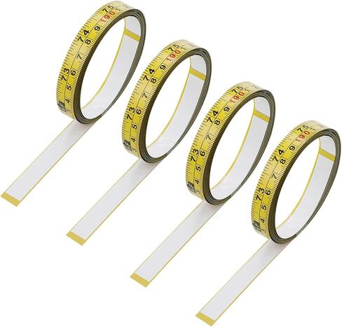 4Pcs Self-Adhesive Measuring Tape, 44 Inch Imperial and Metric Scale Workbench Ruler, Left-to-Right Sticky Measure Tape with Adhesive Backing for Woodworking, Saw, and Drafting Table in Yellow Steel in Saudi Arabia