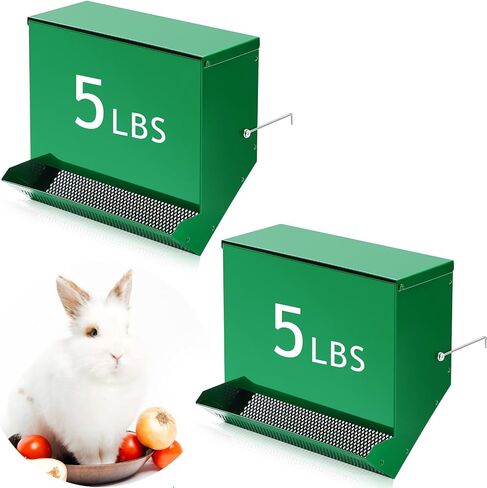 Maxcheck 2 Pcs Small Animal Feeder with Lid 4.7 Inch Rabbit Food Dispenser Automatic Rabbit Feeders for Cages Small Animals Feeder for Rabbit Guinea Pig in Kuwait