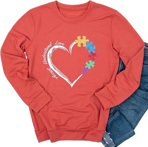 Ykomow Autism Awareness Sweatshirt Women Long Sleeve Autism Acceptance shirt Autism Mama Blouse Tops in Kuwait