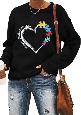 Ykomow Autism Awareness Sweatshirt Women Long Sleeve Autism Acceptance shirt Autism Mama Blouse Tops in Kuwait