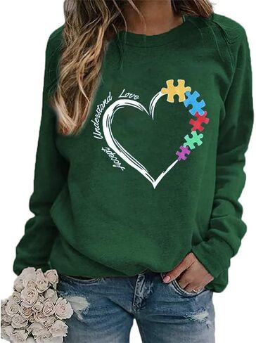 Ykomow Autism Awareness Sweatshirt Women Long Sleeve Autism Acceptance shirt Autism Mama Blouse Tops in Kuwait