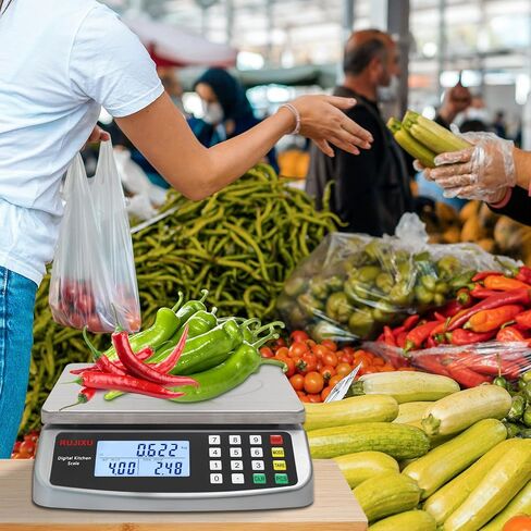 ميزان مطبخ رقمي كبير أسود 30 كجم/66 رطل، ميزان طعام تجاري من الفولاذ المقاوم للصدأ مع شاشة LCD، مقياس حساب السعر لمطعم الخبز، مقياس عد إعداد اللحوم للأجزاء والعملات المعدنية in Saudi Arabia