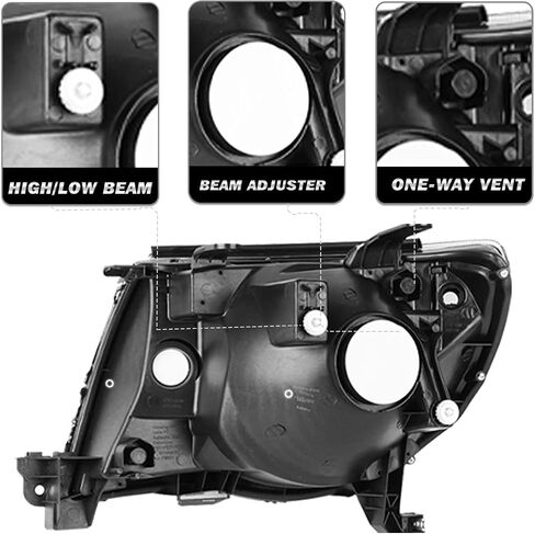 Headlight Assembly Compatible with 2005-2011 Toyota Tacoma Passenger and Driver Side (Chrome) in Kuwait
