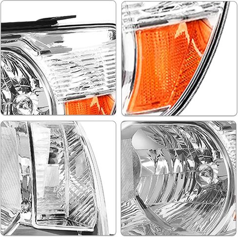 Headlight Assembly Compatible with 2005-2011 Toyota Tacoma Passenger and Driver Side (Chrome) in Kuwait