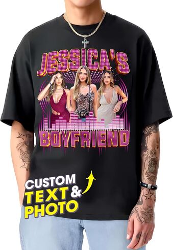 H-DEWALL Customized T Shirts Personalized Gifts for Boyfriend Gift Ideas Custom Bootleg Birthday Gifts for Men Graphic Tees in Saudi Arabia