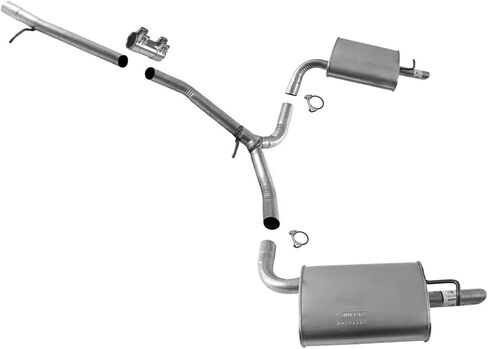 Weld on Y Pipe Dual Exhaust Mufflers For 2011-2019 Ford Explorer 2.0L 2.3L 3.5L in Saudi Arabia