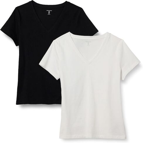 Amazon Essentials FIT العادية 100 ٪ من القطن V-neck قصيرة الأكمام ، multipacks in Saudi Arabia