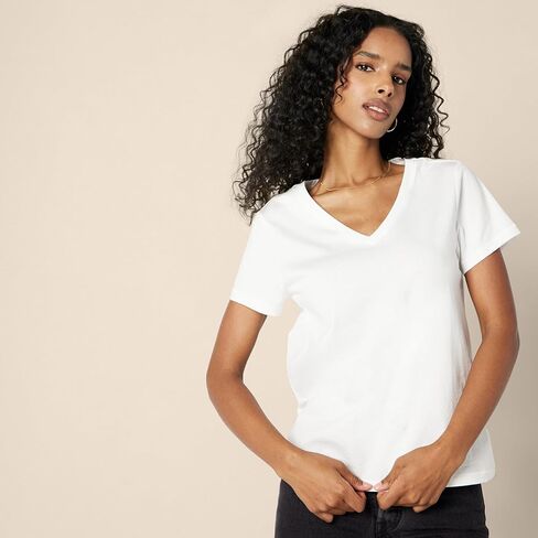 Amazon Essentials FIT العادية 100 ٪ من القطن V-neck قصيرة الأكمام ، multipacks in Saudi Arabia