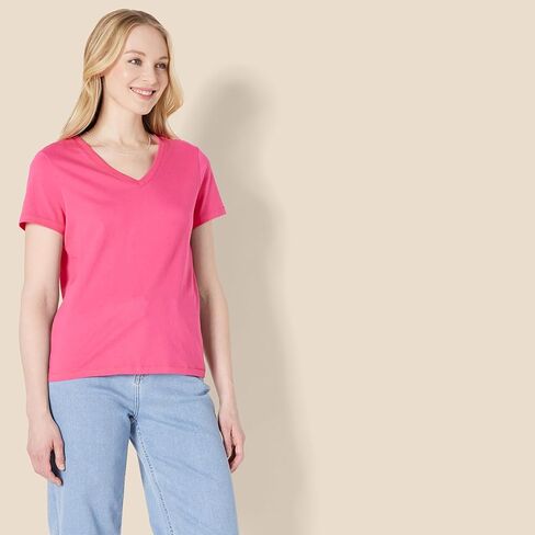Amazon Essentials FIT العادية 100 ٪ من القطن V-neck قصيرة الأكمام ، multipacks in Saudi Arabia