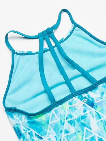 Speedo Girls Racerback Sport Splice One Piece Swimsuit (US, Alpha, X-Small, Regular, Turkish Sea Blue/Neon Light Green) in Saudi Arabia