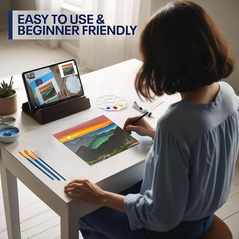 Painting4Real DIY Painting Class Kit for Adults with Video Tutorials: Learn to Paint Cactus Horizon – How to Paint with Acrylics – Painting & Art Supplies – 9 Piece Acrylic Paint Set in Kuwait