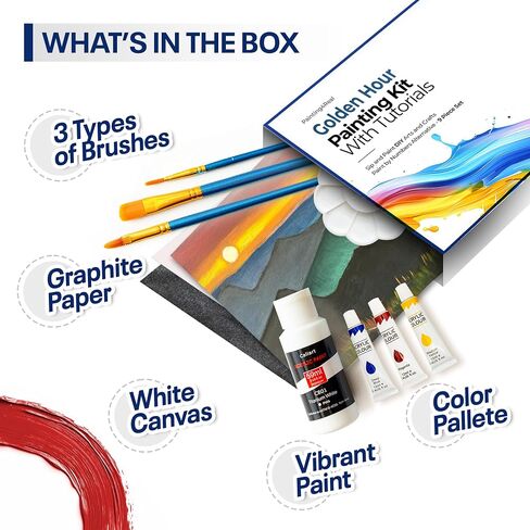 Painting4Real DIY Painting Class Kit for Adults with Video Tutorials: Learn to Paint Cactus Horizon – How to Paint with Acrylics – Painting & Art Supplies – 9 Piece Acrylic Paint Set in Kuwait
