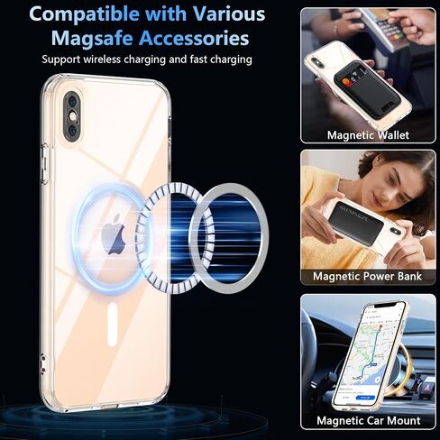 Magnetic Designed for iPhone 13/iPhone 14 Case, iPhone 13/14 Clear Case with Screen Protector, Compatible with MagSafe, [Not Yellowing] Phone Case Shockproof Protective Cover for iPhone 13/14 in Saudi Arabia