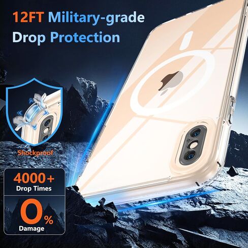 Magnetic Designed for iPhone 13/iPhone 14 Case, iPhone 13/14 Clear Case with Screen Protector, Compatible with MagSafe, [Not Yellowing] Phone Case Shockproof Protective Cover for iPhone 13/14 in Saudi Arabia