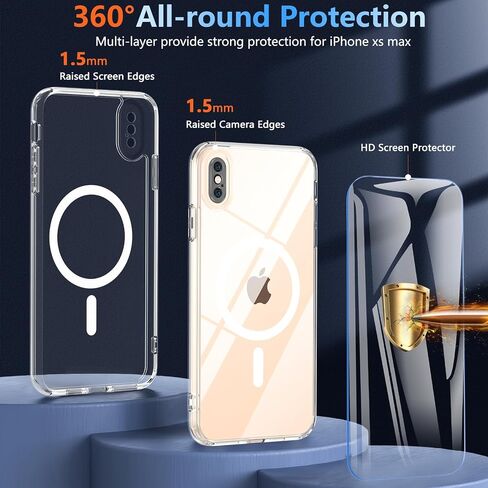 Magnetic Designed for iPhone 13/iPhone 14 Case, iPhone 13/14 Clear Case with Screen Protector, Compatible with MagSafe, [Not Yellowing] Phone Case Shockproof Protective Cover for iPhone 13/14 in Saudi Arabia