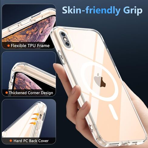 Magnetic Designed for iPhone 13/iPhone 14 Case, iPhone 13/14 Clear Case with Screen Protector, Compatible with MagSafe, [Not Yellowing] Phone Case Shockproof Protective Cover for iPhone 13/14 in Saudi Arabia