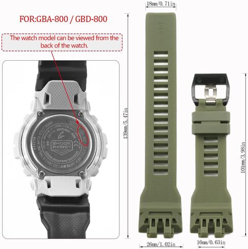Resin Strap Compatible with G-Shock GBA800UC-2A Blue Watch Band GBD-800 GBD800UC Replacement Bracelet in Saudi Arabia
