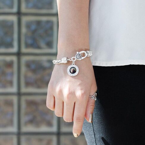 Inspired Silver - Silver Circle Charm Bracelet with Cubic Zirconia Jewelry in Saudi Arabia