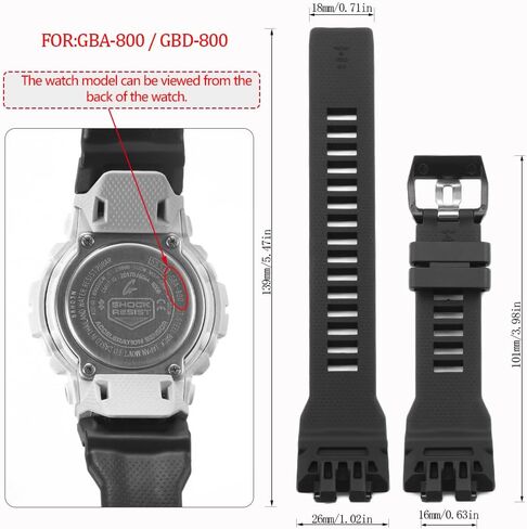 حزام الراتنج متوافق مع سوار استبدال G-Shock GBA800UC-2A GBD-800 GBD800UC in Kuwait