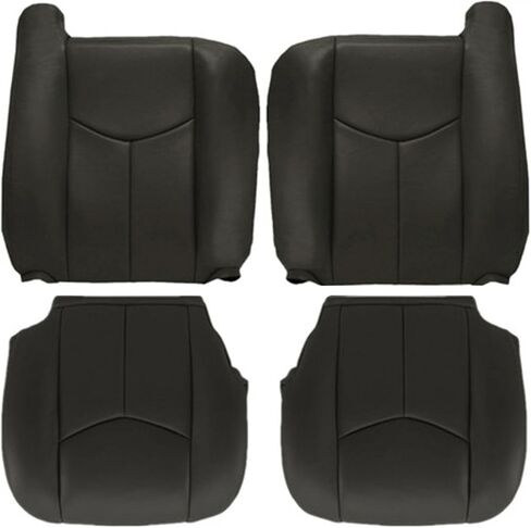 GXARTS Driver and Passenger Side Bottom and Top Lean Back Replacement Leather Seat Covers (NO Armrest) Dark Gray #692 Compatible with Chevy Avalanche Silverado GMC Sierra 2003 2004 2005 2006 in Saudi Arabia