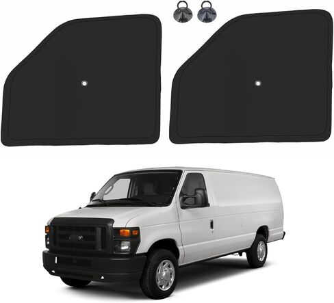 Front Side Window Sun Shade with Suction Cups for 1992-2025 Fo-rd E-Series E-150 E-250 E-350 E-450 Van Motorhome, Foldable Window Sunshade Sun Visor, Side Window Shades Blocks UV Rays Heat in Saudi Arabia