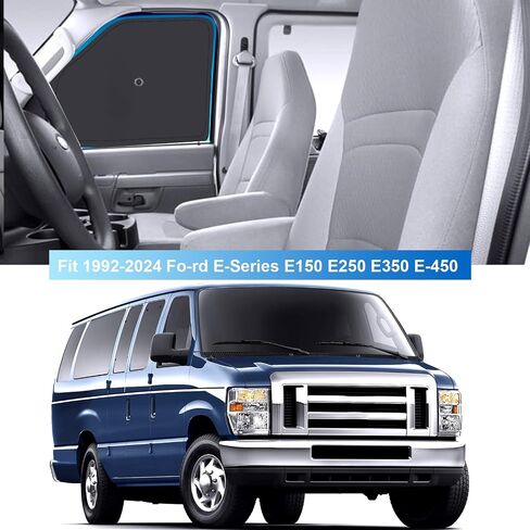 Front Side Window Sun Shade with Suction Cups for 1992-2025 Fo-rd E-Series E-150 E-250 E-350 E-450 Van Motorhome, Foldable Window Sunshade Sun Visor, Side Window Shades Blocks UV Rays Heat in Saudi Arabia