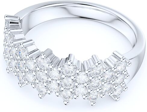 Sterling Silver Paved Cluster Honeycomb Simulated Round Brilliant Cut Diamond or Genuine Moissanites Wedding Ring Half Eternity in Saudi Arabia