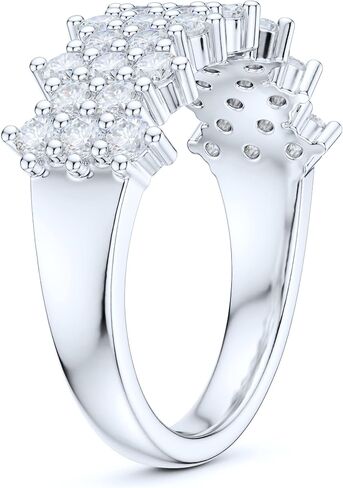 Sterling Silver Paved Cluster Honeycomb Simulated Round Brilliant Cut Diamond or Genuine Moissanites Wedding Ring Half Eternity in Saudi Arabia