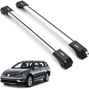 ERKUL Roof Rack Cross Bars for VW Volkswagen Golf SW Alltrack 2013-2019 | Aluminum Crossbars with Anti Theft Lock for Rooftop | Compatible with Raised Rails - Silver in Kuwait