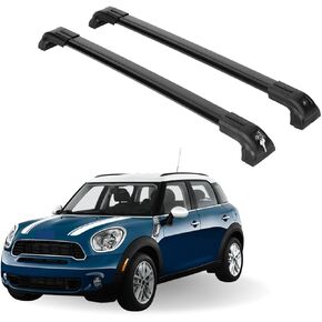ERKUL Roof Rack Cross Bars for Mini Cooper Countryman 2017-2024 | Aluminum Crossbars with Anti Theft Lock for Rooftop | Compatible with Raised Rails - Black in Kuwait