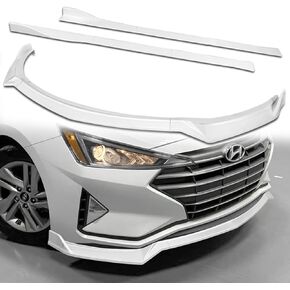 Q1-TECH, 9-Piece Front Bumper Lip & Side Skirt Extensions Diffuser Compatible with 2019-2020 Hyundai Elantra Sedan Only, Front Lip Spoiler Air Chin Splitter ABS (Painted Black) in Saudi Arabia