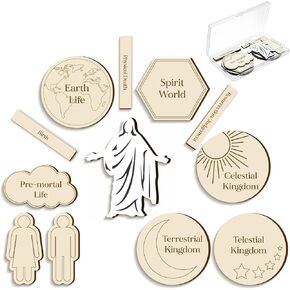 6 Sets of Plan of Salvation Teaching Kits Gift Each Set Includes 12 Wooden Pieces and a Plastic Storage Box for Lds Missionary Gifts Family Youth Home Evening Teaching Tool in Kuwait