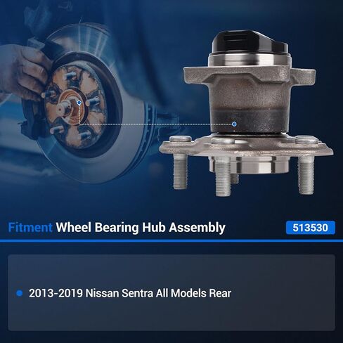 AutoRound 512530 مجموعة المحامل الخلفية محور مجموعة متوافقة مع Nissan Sentra 2013 2014 2015 2017 2017 2018 ، 5 lugs w/abs [حزمة 2] in Saudi Arabia